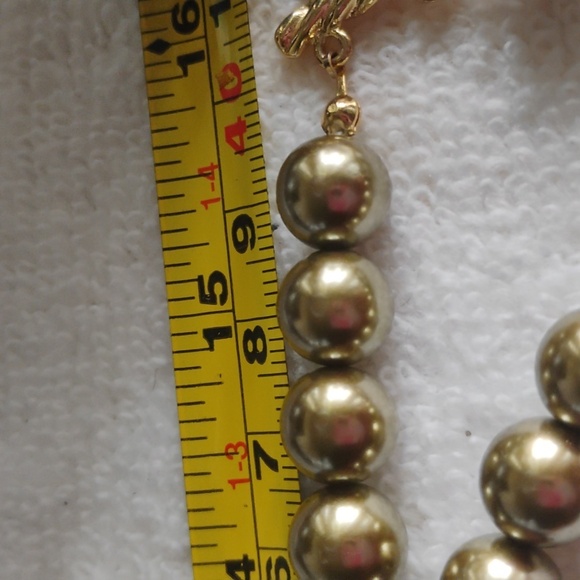 Gold Tone Double Strand Necklace Vintage Gold Tone Beads and Embellishments - Picture 3 of 4